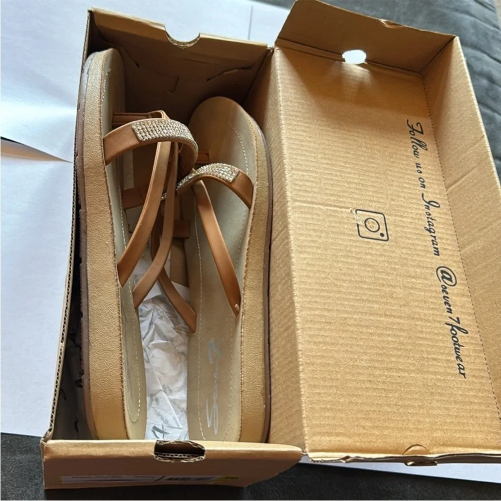 Seven7 Tan Casual Sandals Lightweight Thong